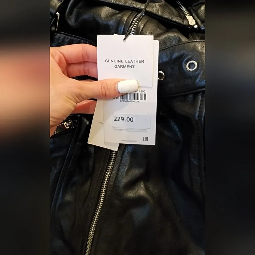 100% SHEEP LEATHER GENUINE PURE LEATHER MOTO DRESS ZARA